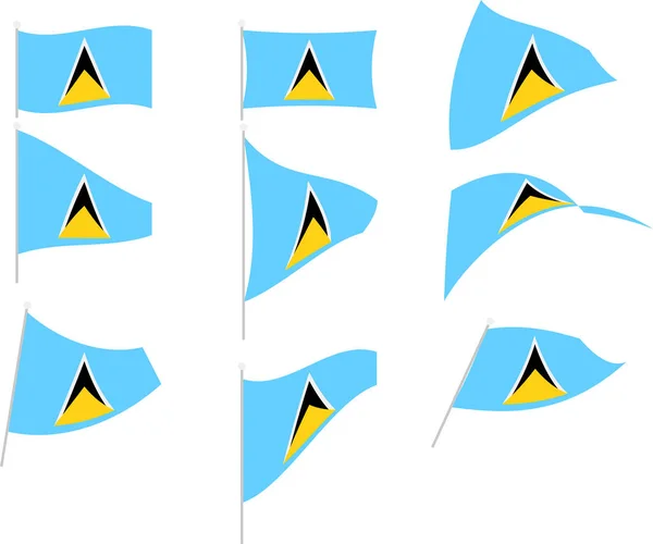 Illustration vectorielle de l'ensemble avec le drapeau Sainte-Lucie — Image vectorielle