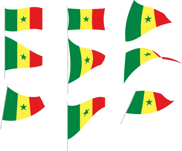 Ilustración vectorial de conjunto con bandera de Senegal — Vector de stock