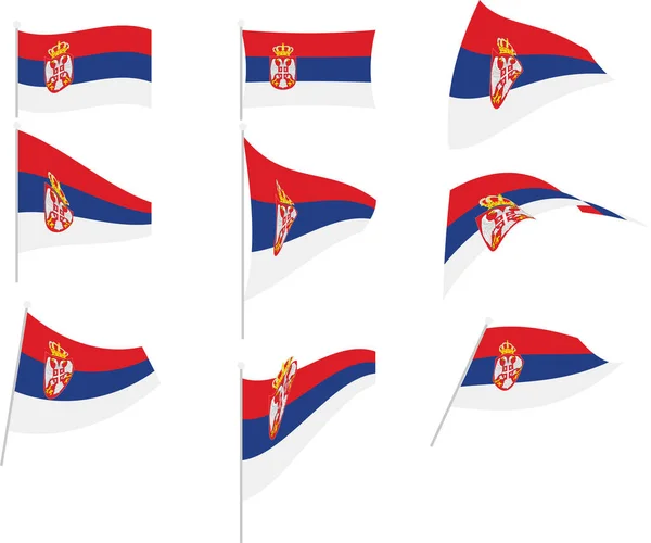 Vektorová ilustrace sady se srbskou vlajkou — Stockový vektor
