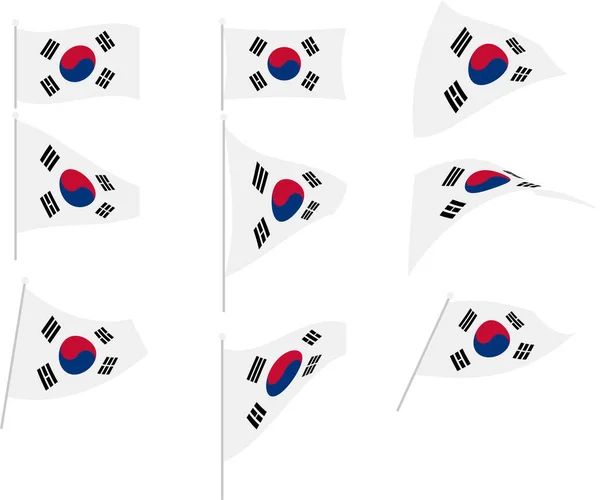 Illustrazione vettoriale del set con la bandiera della Corea del Sud — Vettoriale Stock