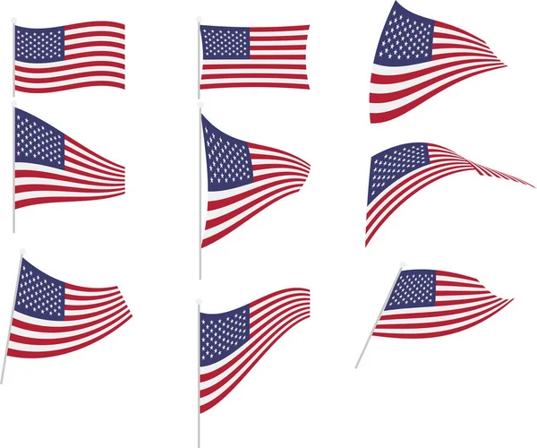 Vector Illustration of Set with United States Flag — Stock Vector