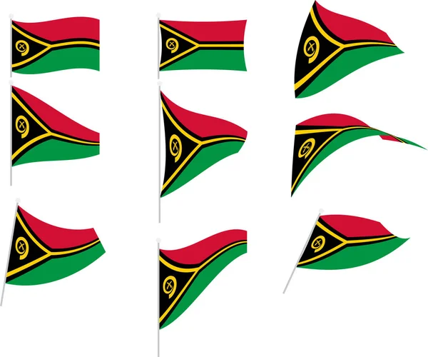 Ilustracja wektorowa zestawu z flagą Vanuatu — Wektor stockowy
