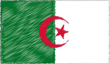 Sketch Style Cezayir Bayrağının Vektör İllüstrasyonu