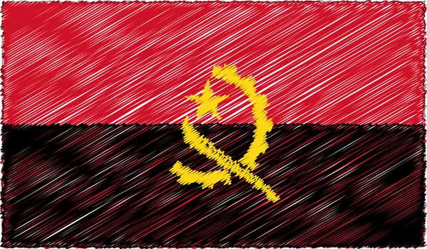 Vektor Illustration av Skiss Style Angola flagga — Stock vektor