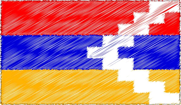 Illustrazione vettoriale dello stile schizzo Artsakh - Nagorno-Karabakh Flag — Vettoriale Stock