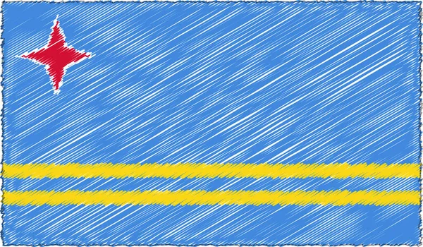 Vektorová ilustrace stylu skici Aruba Flag — Stockový vektor