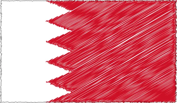 Ilustração vetorial do estilo do esboço Bandeira do Bahrein — Vetor de Stock