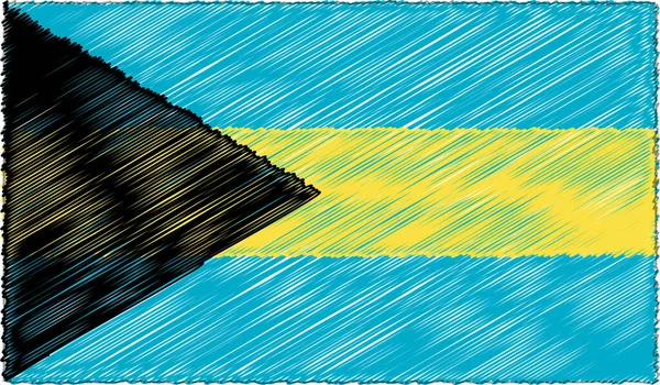 Vektor Illustration av Skiss stil Bahamas flagga — Stock vektor