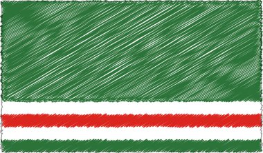 Ichkeria Bayrağı Çeçen Cumhuriyeti Skeç Biçiminin Vektör İllüstrasyonu