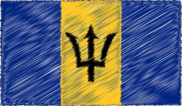 Vektor Illustration av Skiss Style Barbados flagga — Stock vektor