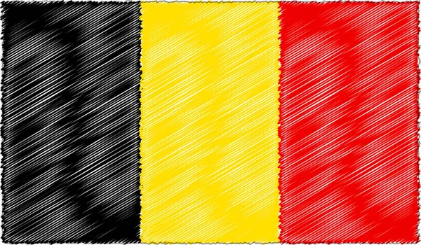 Illustration vectorielle du style croquis Belgique Drapeau — Image vectorielle