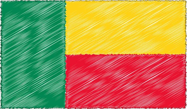 Ilustración vectorial del estilo de boceto Benin Flag — Archivo Imágenes Vectoriales