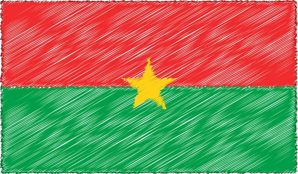 Vector Illustration of Sketch Style Burkina Faso Flag — 스톡 벡터