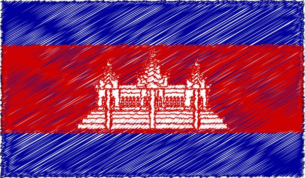 Ilustración vectorial del estilo de boceto Bandera de Camboya — Archivo Imágenes Vectoriales