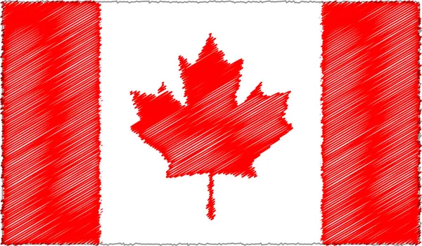 스케치 스타일 의사 상 캐나다 국기 — 스톡 벡터