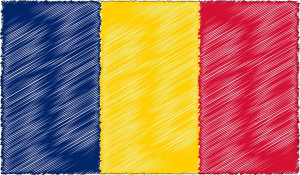 Εικονογράφηση διάνυσμα του στυλ σκίτσο σημαία Τσαντ — Διανυσματικό Αρχείο