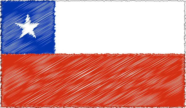 Vektorová ilustrace stylu Sketch Chile Flag — Stockový vektor