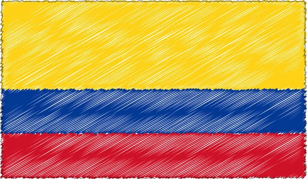 Ilustración vectorial de la bandera de Colombia del estilo del boceto — Archivo Imágenes Vectoriales