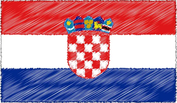 Vektorová ilustrace stylu skeče Chorvatská vlajka — Stockový vektor