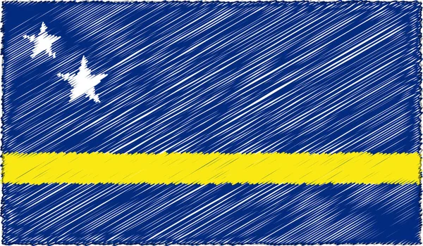 Illustrazione vettoriale dello stile di disegno Bandiera Curacao — Vettoriale Stock