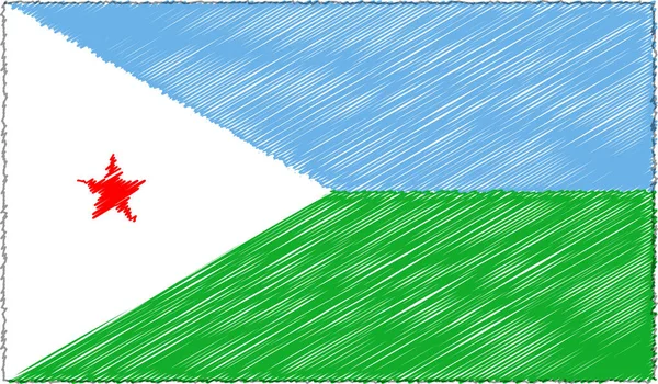 Ilustração vetorial do estilo do esboço Bandeira do Djibuti — Vetor de Stock