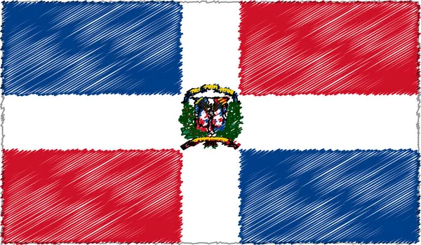 Ilustracja wektorowa stylu szkicu Flaga Dominikany — Wektor stockowy