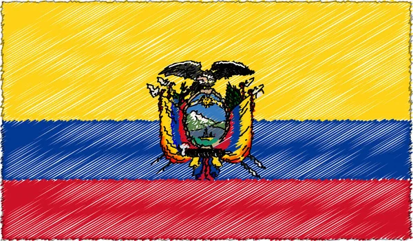 Vektorillustration der Flagge Ecuadors im Skizzenstil — Stockvektor