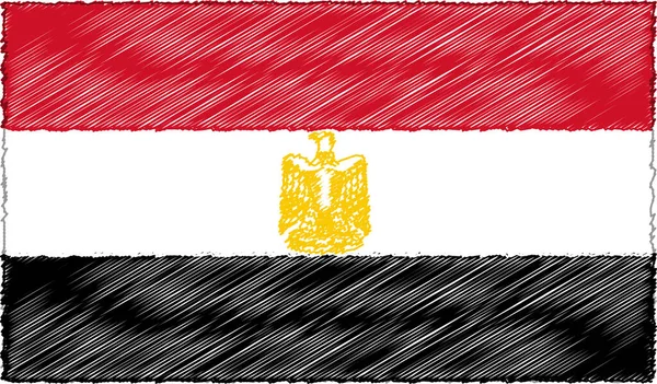 Vektorová ilustrace stylu náčrtku Egypt Flag — Stockový vektor