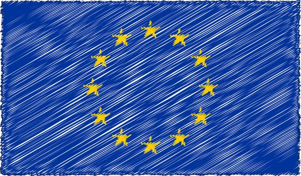 Ilustración vectorial del estilo de boceto Bandera de la Unión Europea — Vector de stock