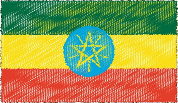 スケッチスタイルのベクトルイラストエチオピア国旗 — ストックベクタ