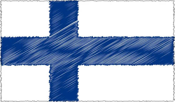 Ilustración vectorial del estilo de boceto Bandera de Finlandia — Archivo Imágenes Vectoriales