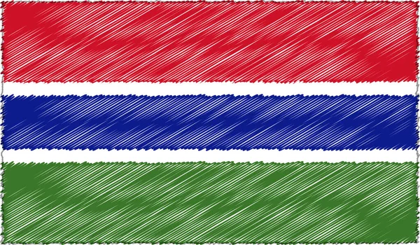 Wektorowa ilustracja flagi Sketch Style Gambia — Wektor stockowy