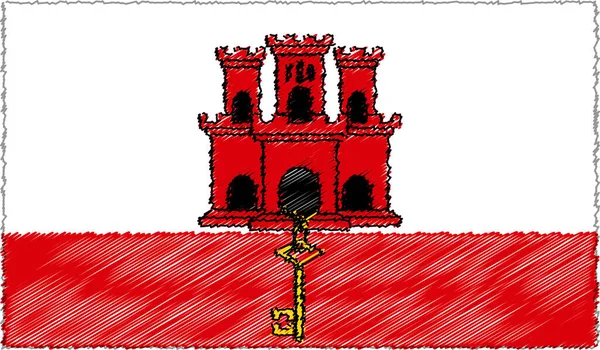 Vektorillustration des Skizzenstils Gibraltar-Flagge — Stockvektor