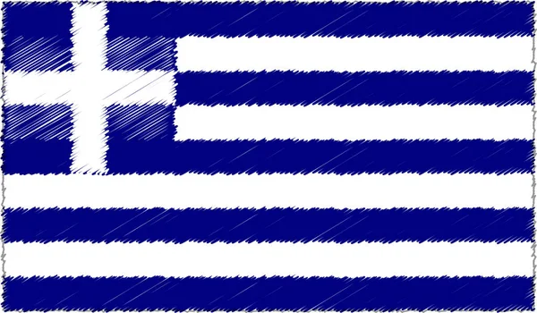 Vektorová ilustrace skicového stylu Řecké vlajky — Stockový vektor