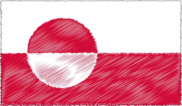 Vektor Illustration av Skiss stil Grönland flagga — Stock vektor