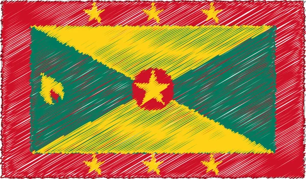Vektorillustration der Flagge von Grenada im Skizzenstil — Stockvektor
