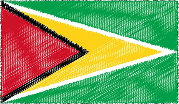 Vector Illustration of Sketch Style Guyana Flag — Stock Vector