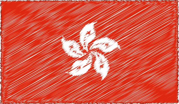 Vektor Illustration av Skiss Style Hong Kong flagga — Stock vektor