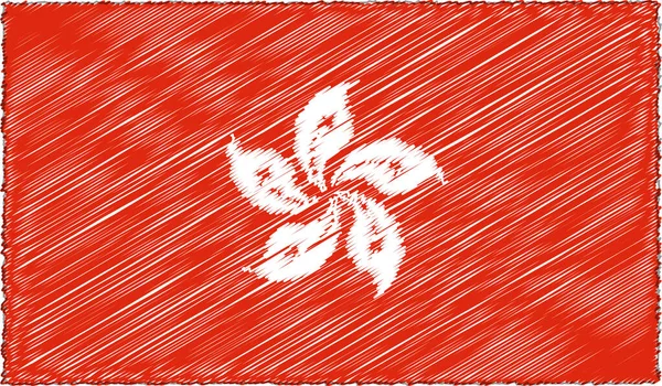 Vector Illustration of Sketch Style Hong Kong Flag — стоковий вектор