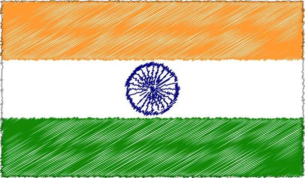 Illustrazione vettoriale dello stile di disegno Bandiera India — Vettoriale Stock