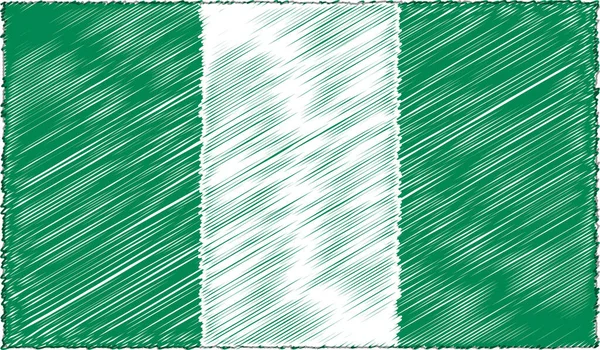 Vektor-Illustration der Flagge Nigerias im Sketch-Stil — Stockvektor