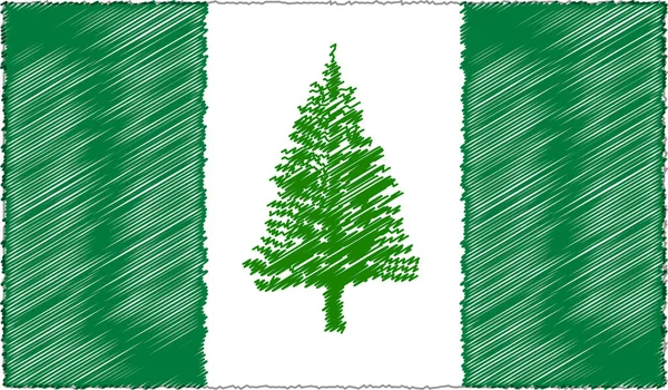 Vektor Illustration av Skiss Style Norfolk Island flagga — Stock vektor
