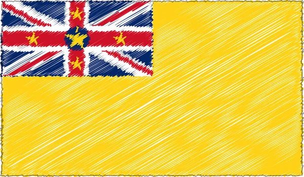 Ilustracja wektorowa stylu szkicu flaga Niue — Wektor stockowy