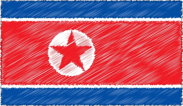 スケッチスタイルのベクトルイラスト｜North Korea Flag — ストックベクタ