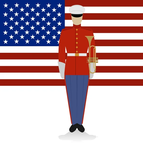 Musicien de fanfare militaire américain-1 — Image vectorielle