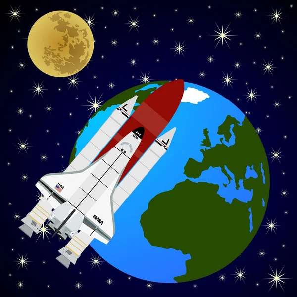 Space shuttle een baan om de aarde Rechtenvrije Stockvectors