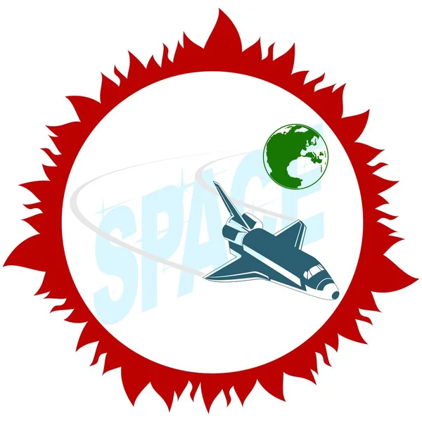 Space shuttle in outer space — Stock Vector