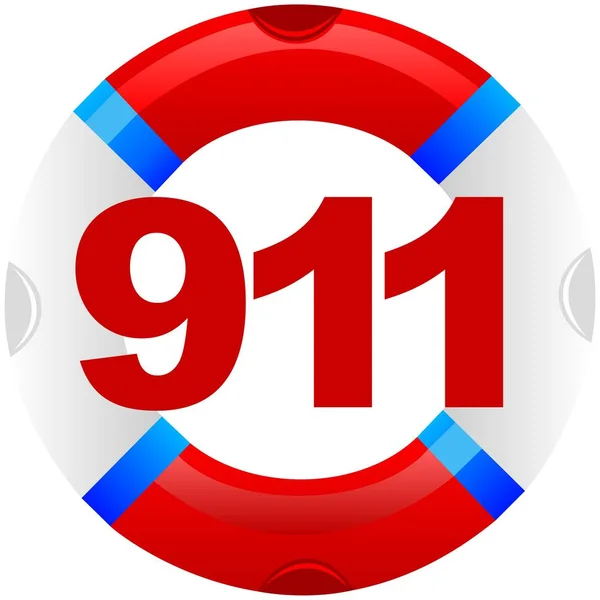 Numéro d'urgence 911 sur fond de bouée de sauvetage — Image vectorielle