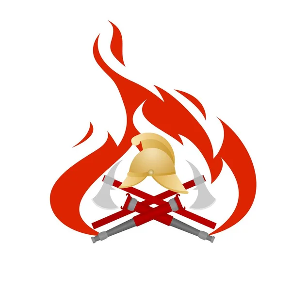 Икона с набором предметов и инструментов на фоне пламени — стоковый вектор
