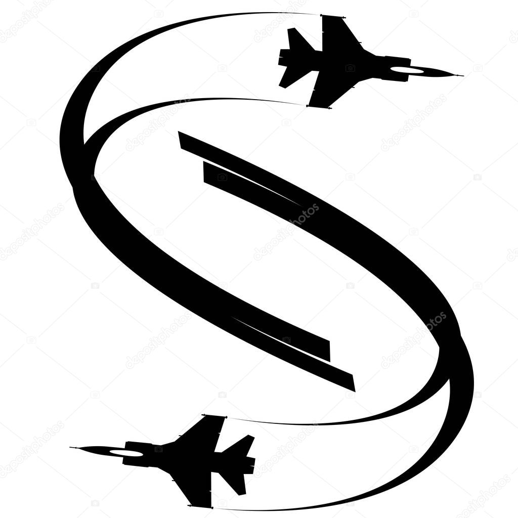 The contour of the two flying military aircraft